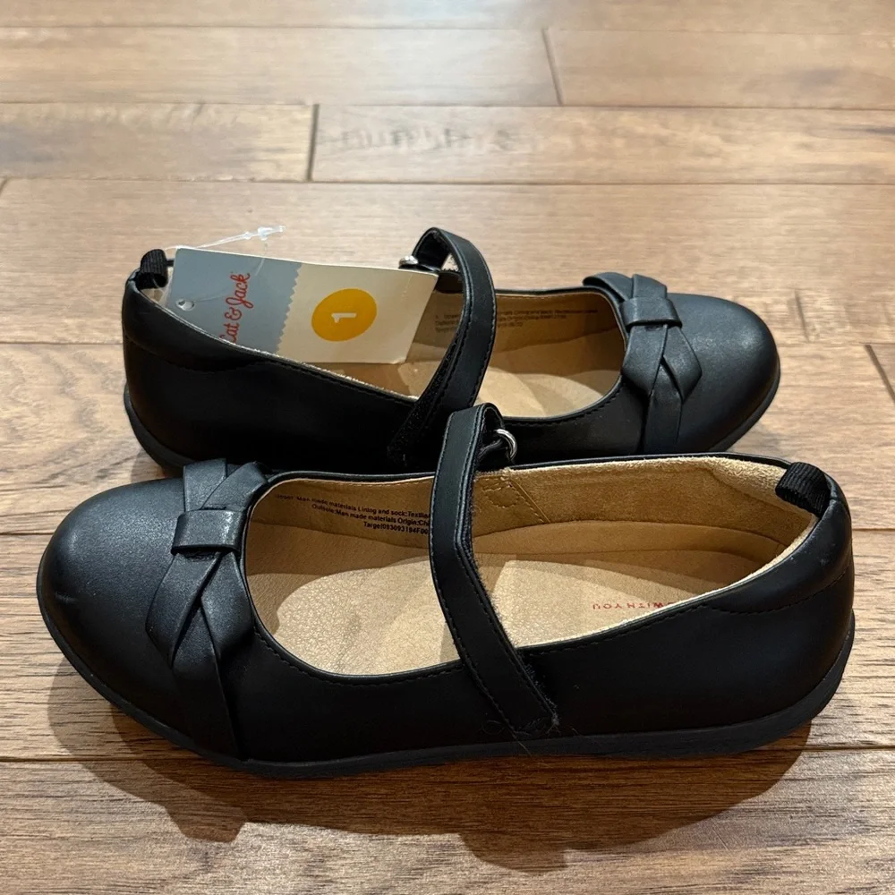 Cat & Jack Girls Black Ballet Flats - NWT - Size 1 - Grow With You